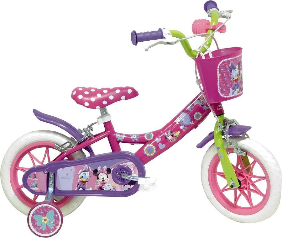 Kinderfiets 12 inch Meisjes Met Zijwieltjes en Bidon Rood Roze