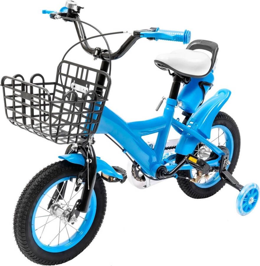 Kinderfiets 12 inch met zijwieltjes blauw jongensfiets Geschikt vanaf 2 jaar