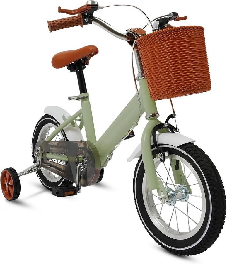 Kinderfiets 12 inch met zijwieltjes en mand In hoogte verstelbaar