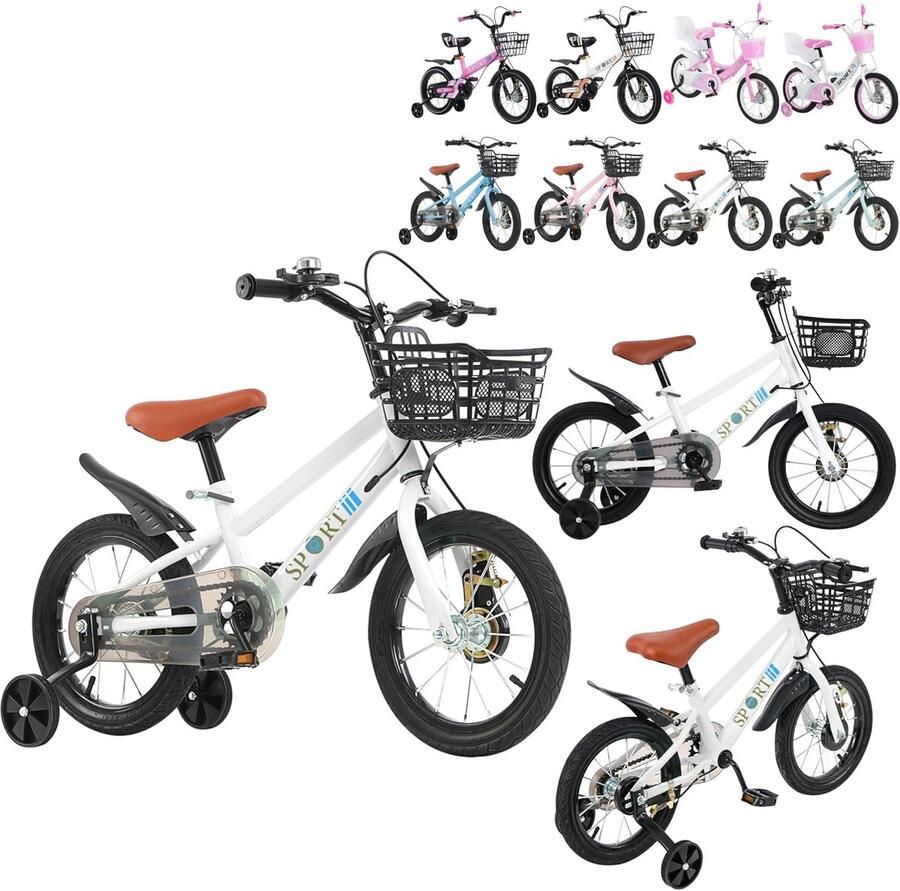 Kinderfiets Loopfiets Leren Fietsen Inclusief d 12 14 16 inch Wit zwart