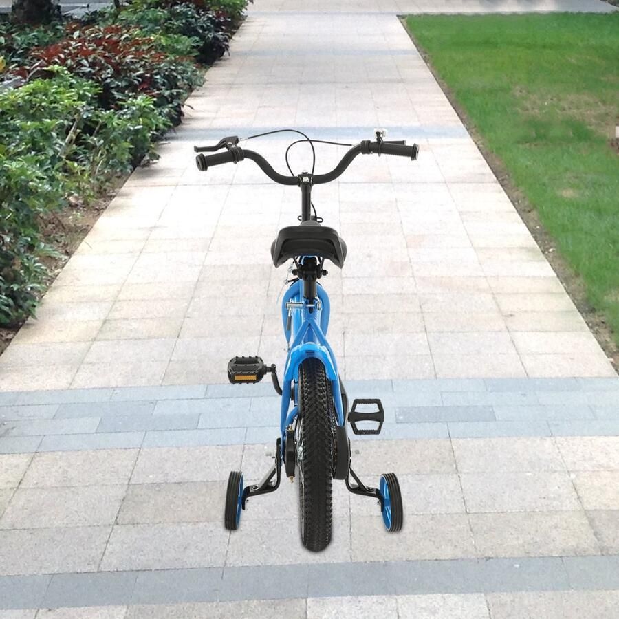 Kinderfiets 14 Inch Blauw Leerfiets Verstelbare Stoel 8.55 Kg Lichtgewicht Voor Beginners Tweewieler
