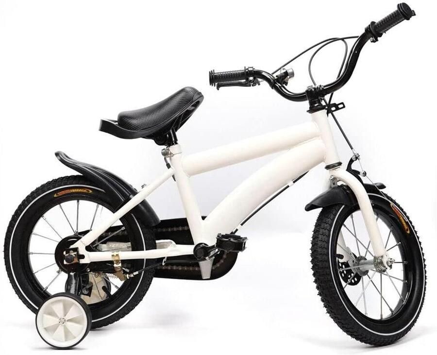 Kinderfiets 14 inch Fiets kind Veilig leren fietsen Verstelbaar zadel 14 inch Wit