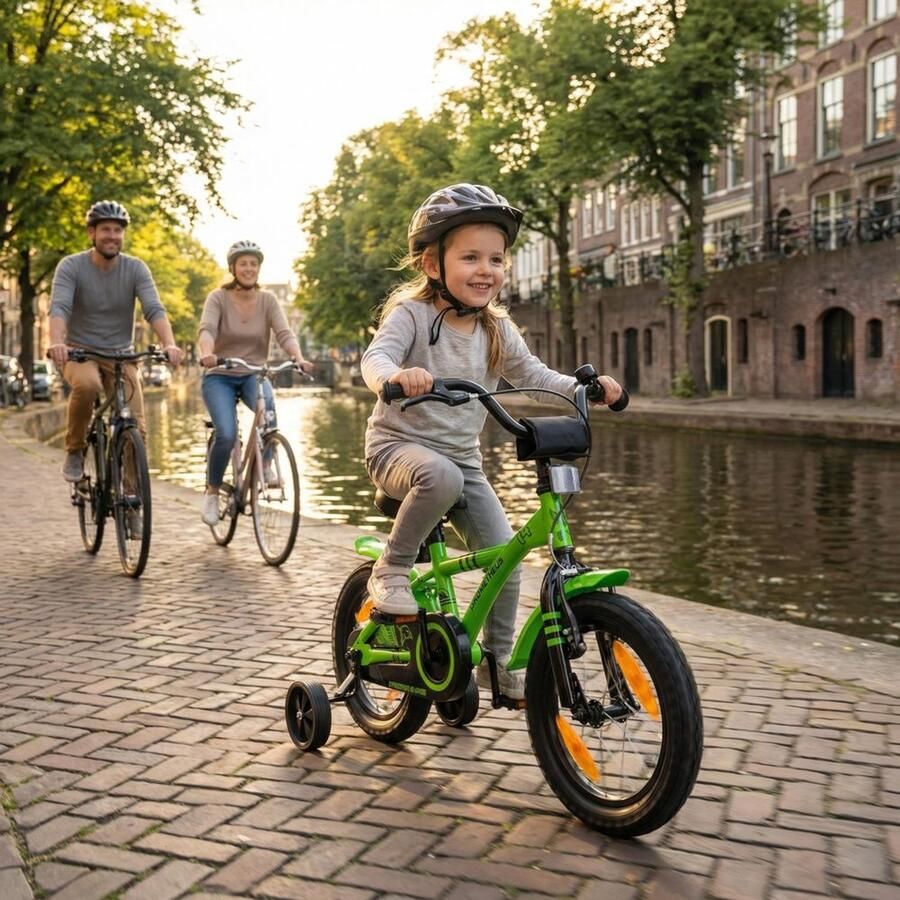 Kinderfiets 14 Inch Fiets voor Met Zijwieltjes Terugtraprem Veiligheid Design Hoogwaardige Kwaliteit
