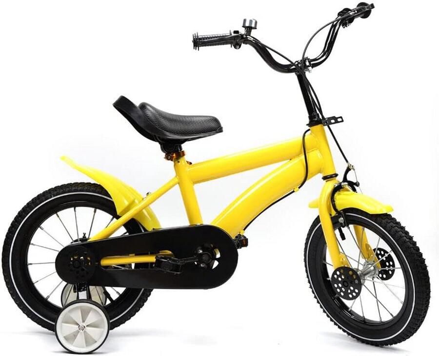 Kinderfiets 14 inch Geel met Zijwieltjes Oefenfiets voor Kinderen vanaf 3 Jaar