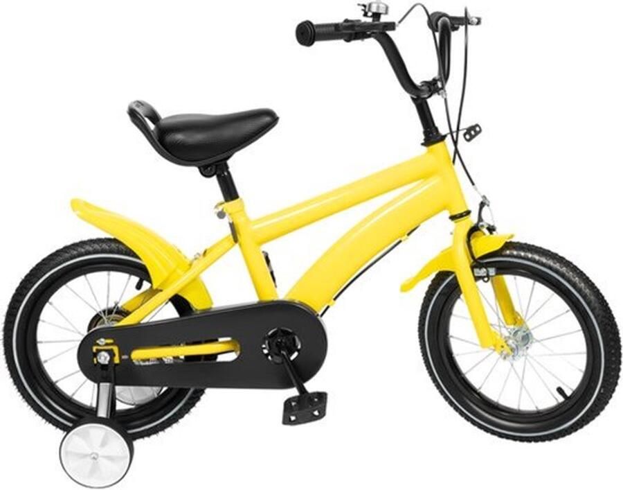 Kinderfiets 14 Inch Geel Met Zijwieltjes Stalen Frame Voor Kinderen 2-4 Jaar Compacte Fiets - Foto 2