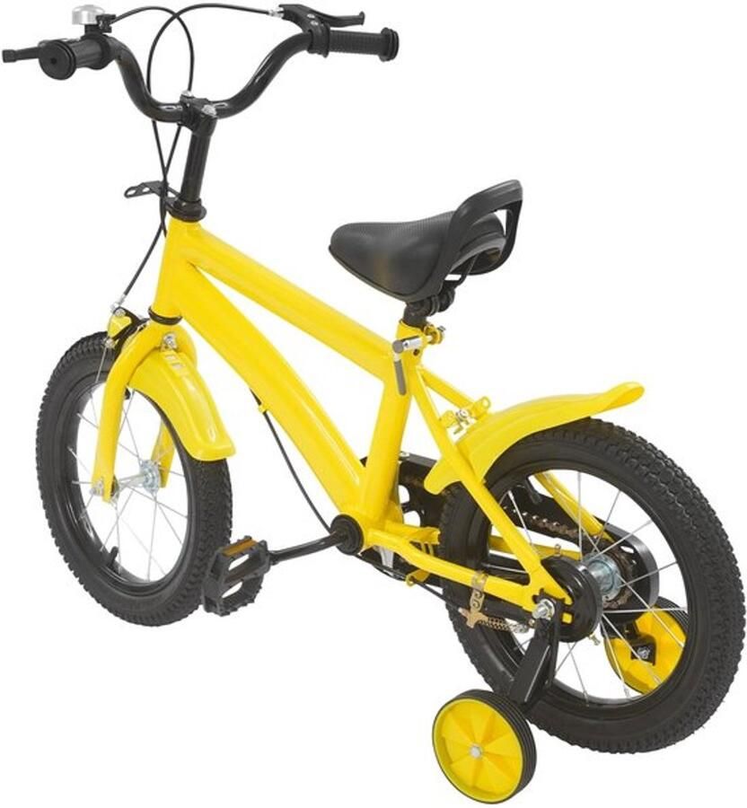 Kinderfiets 14 inch Instelbaar Met Steunwielen Kettingafdekking Dubbel Remsysteem Veilig en Betrouwbaar Loopfiets