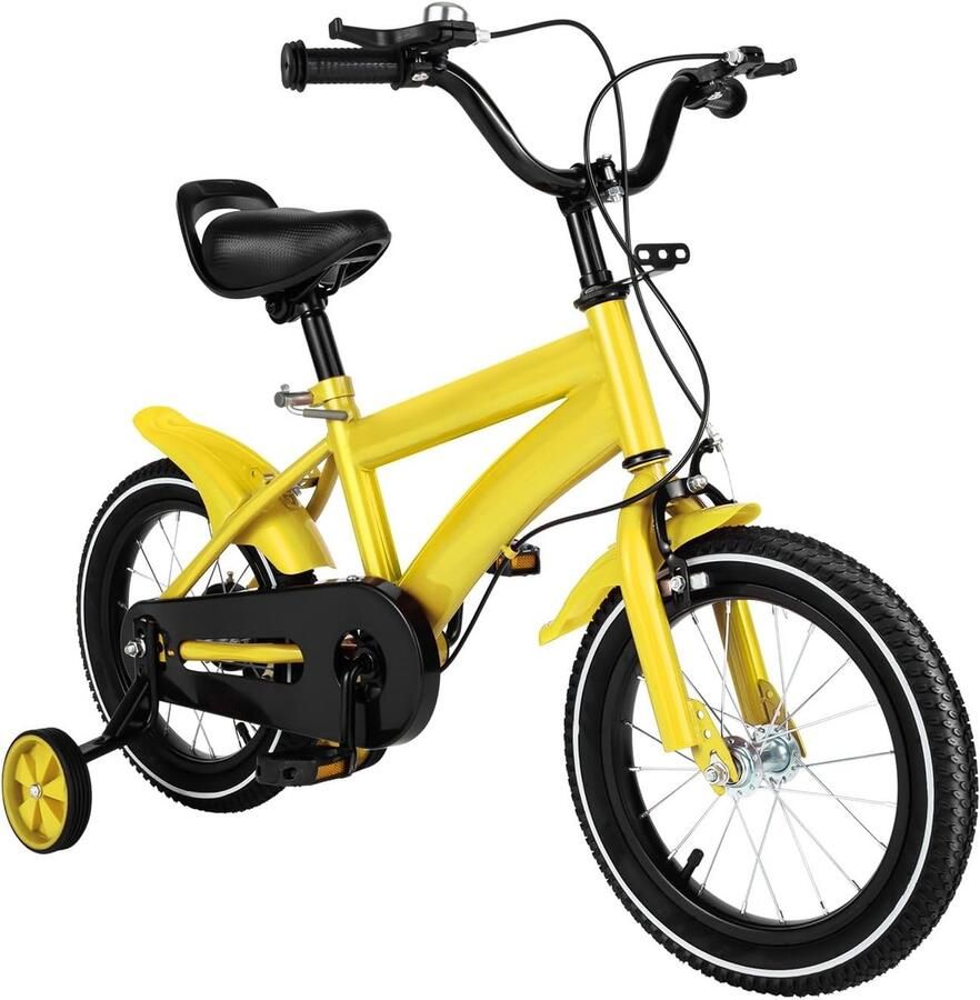 Kinderfiets 14 inch Fiets Leren Fietsen Inclusief Steunwielen 82x43x20 cm Geel