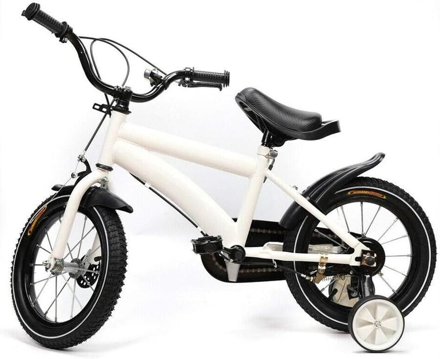 Kinderfiets 14 inch sfiets sfiets Eerste Fietservaring Stevig Koolstofstaal Frame Met Zijwielen Wit Rood Blauw Geel