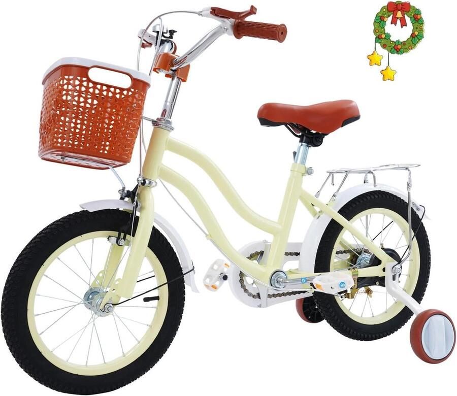 Kinderfiets 14 inch sfiets sfiets Leren Fietsen Met d en Steunwielen 14 inch Beige Roze