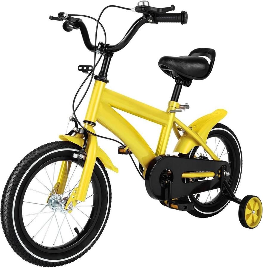 Kinderfiets 14 inch sfiets sfiets Leren Fietsen Met Steunwielen 100 cm Geel