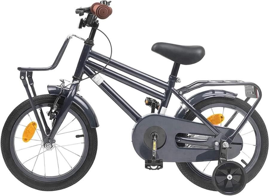 Kinderfiets 16 Inch Fiets Buiten Spelen Stevig Stalen Frame 105-120 cm Hoogte Donkergrijs