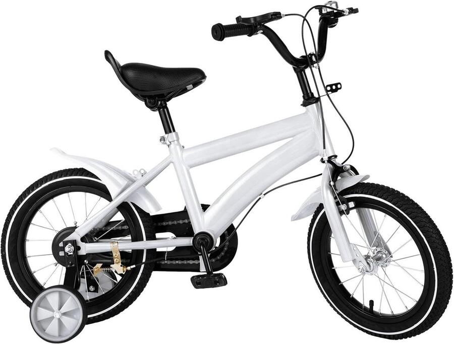 Kinderfiets 14 inch Loopfiets Kinderrijwiel Leren Fietsen Verstelbaar Zadel en Stuur 14 Zoll Wit