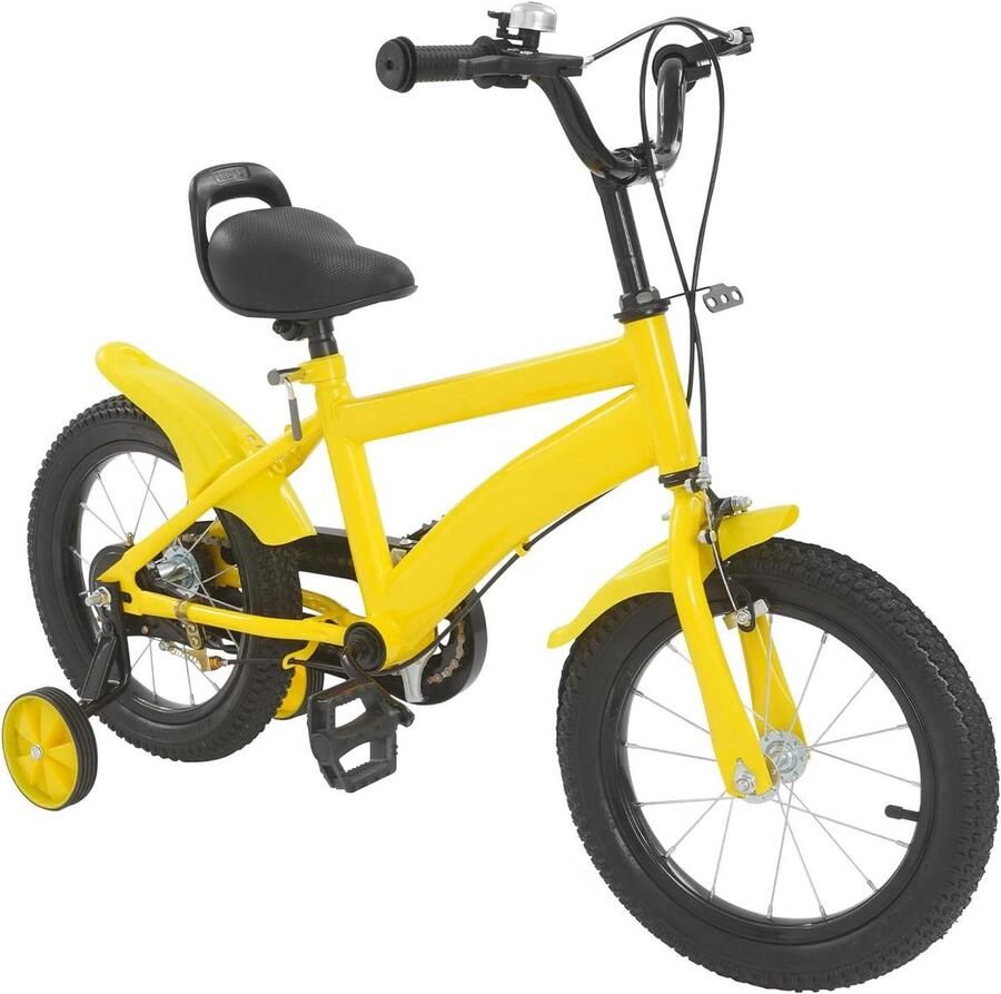 Kinderfiets 14 inch Loopfiets Leerfiets Leren Fietsen Met Steunwielen 14 Inch Geel