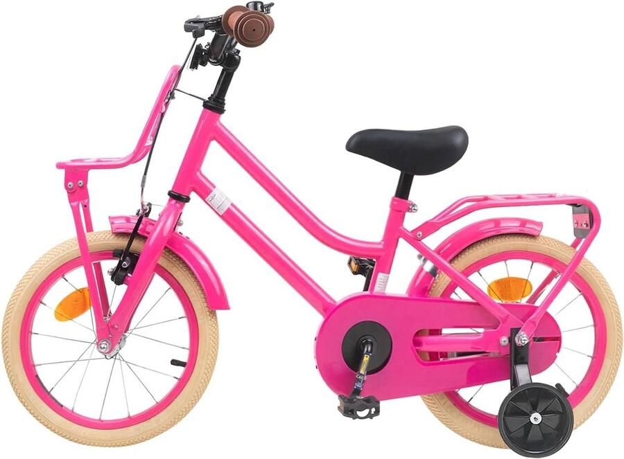 Kinderfiets 14 Inch Loopfiets Meisjes Buiten Spelen Stevig Stalen Frame 14 inch Donkerroze