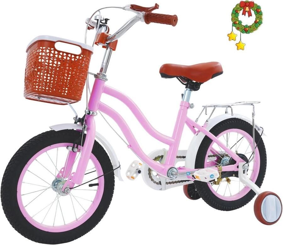 Kinderfiets 14 inch Loopfiets met steunwielen Veilig leren fietsen Robuust stalen frame Tot 60 kg