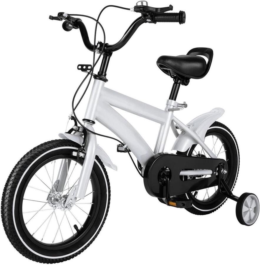 Kinderfiets 14 inch Loopfiets Stabilisatoren Veilig Leren Fietsen Verstelbaar Zadel Stuur 14 inch Wielen Wit