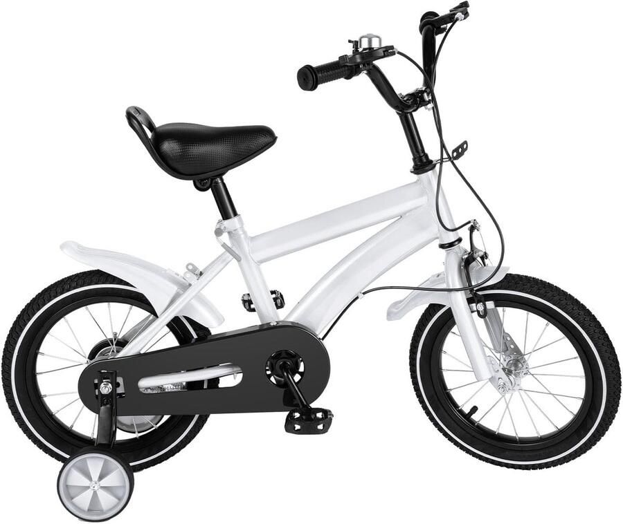 Kinderfiets 14 inch Loopfiets Trainingsfiets Eerste Fietsavontuur Dubbel Remsysteem 100-115cm Lengte Wit Zwart