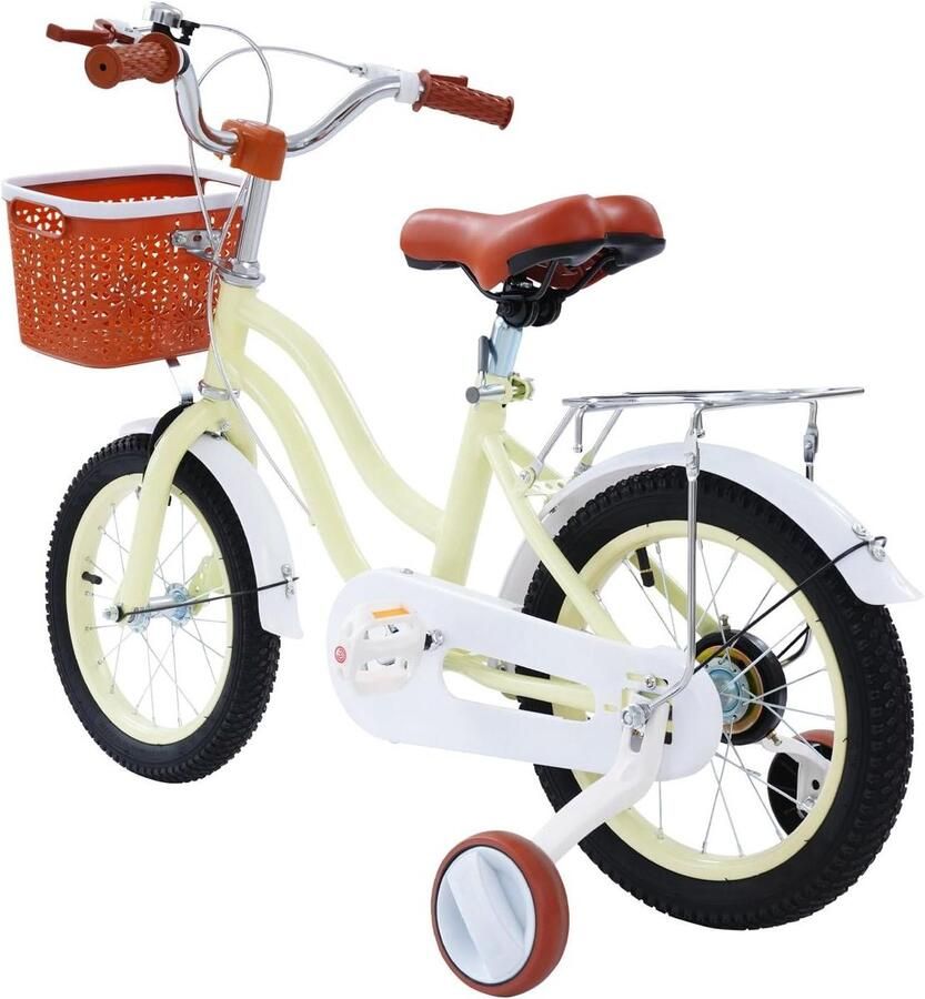 Kinderfiets 14 inch sfiets sfiets Leren Fietsen Dubbel Remsysteem 14 Inch Beige