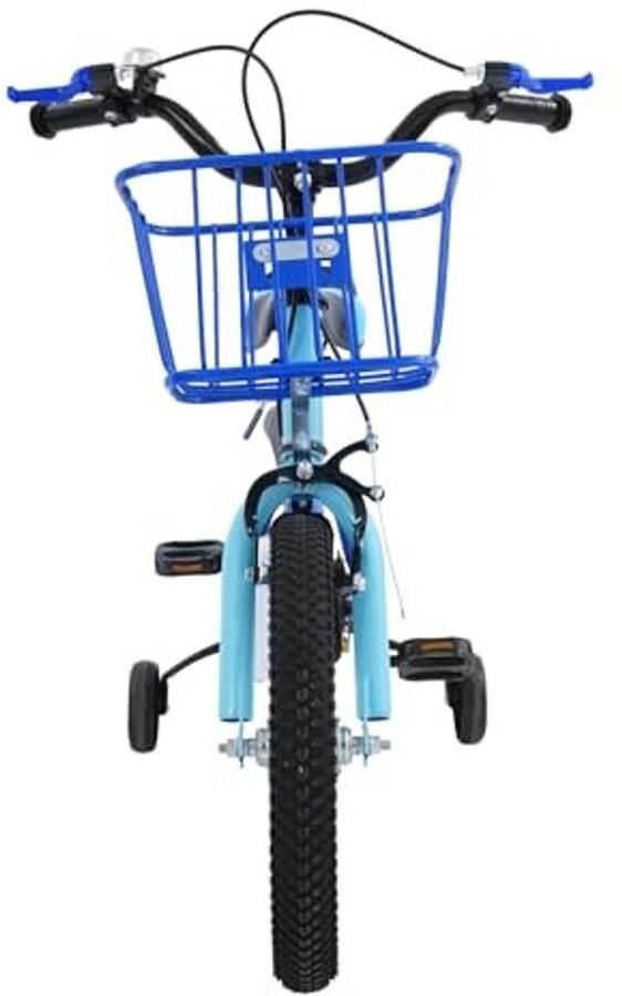 Kinderfiets 14 Inch met Afneembare Steunwielen Blauw Gestreept