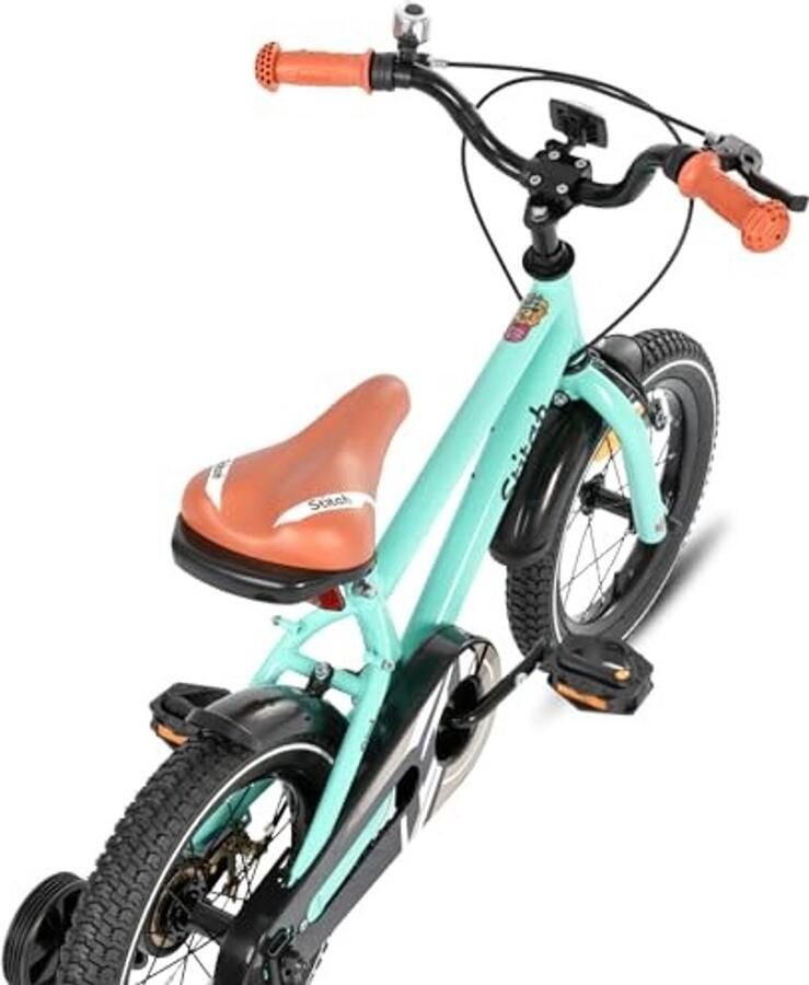 Kinderfiets 14 Inch Met Stabilisatoren Blauw Beige Groen Roze