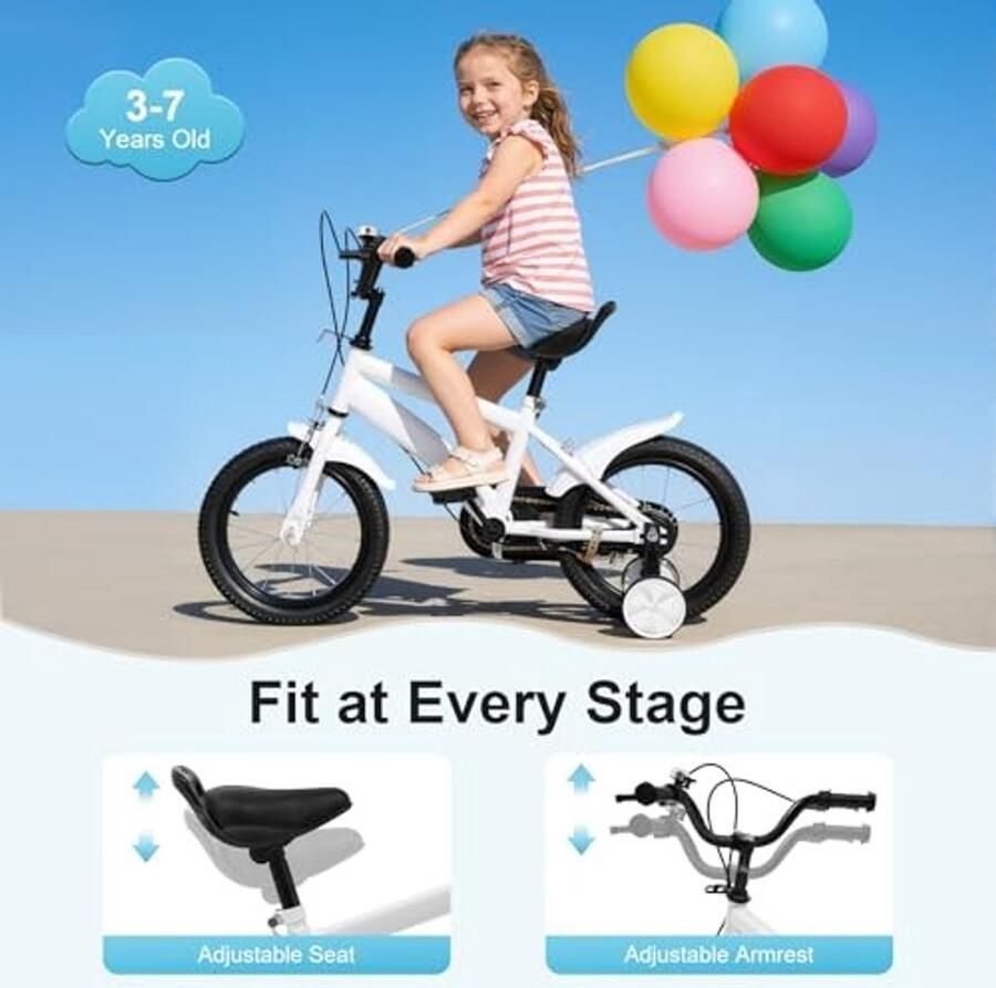 Kinderfiets 14 Inch Met Stabilisatoren en Verstelbaar Zadel