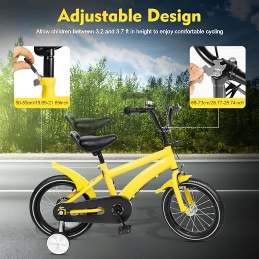 Kinderfiets 14 Inch Met Stabilisatoren en Verstelbare Zadel