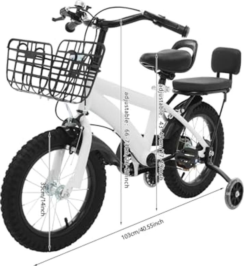 Kinderfiets 14 Inch met Steunwielen en Achterstoel