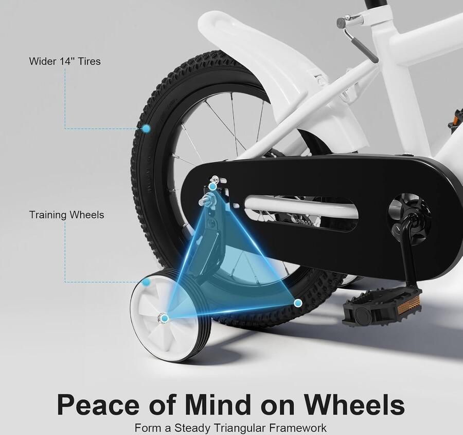Kinderfiets 14 inch met steunwielen voor en met handrem en kettingkast veilig leren fietsen SnelShoppen