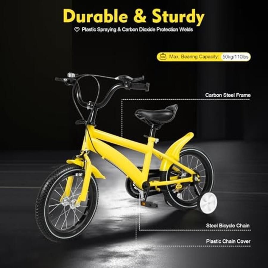 Kinderfiets 14 Inch Met Stevige Frame Geel
