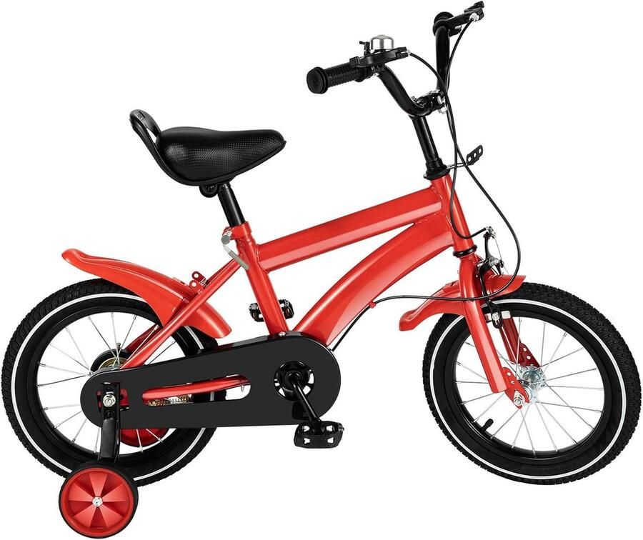 Kinderfiets 14 Inch met Zijwieltjes Zadelhoogte Verstelbaar voor en (3-6 Jaar)