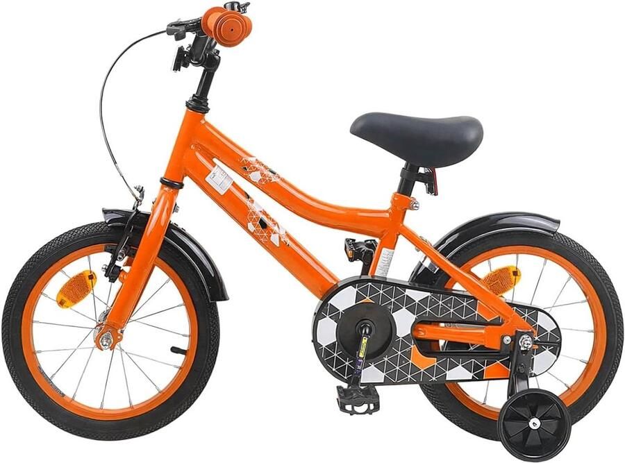 Kinderfiets 14 Inch Peuterfiets Wegfiets Avontuurlijke Rit Verstelbaar Stuur Zadel 14 inch Oranje