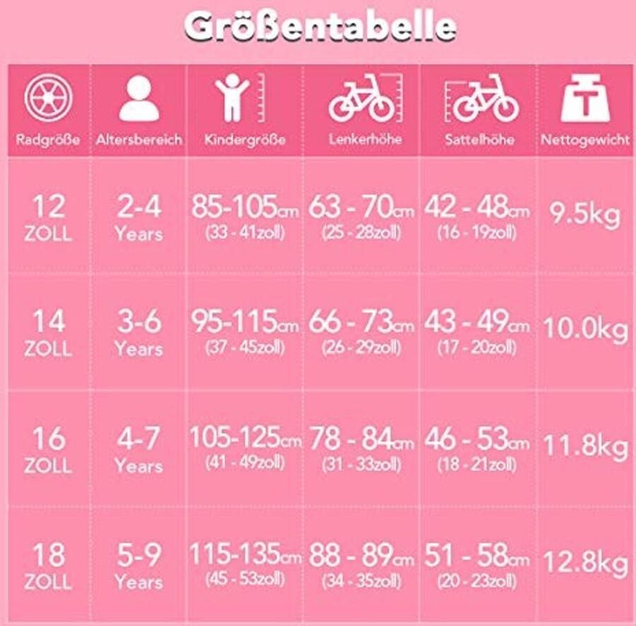 Kinderfiets 14 inch voor meisjes Voorzien van handrem en steunwielen Beige roze