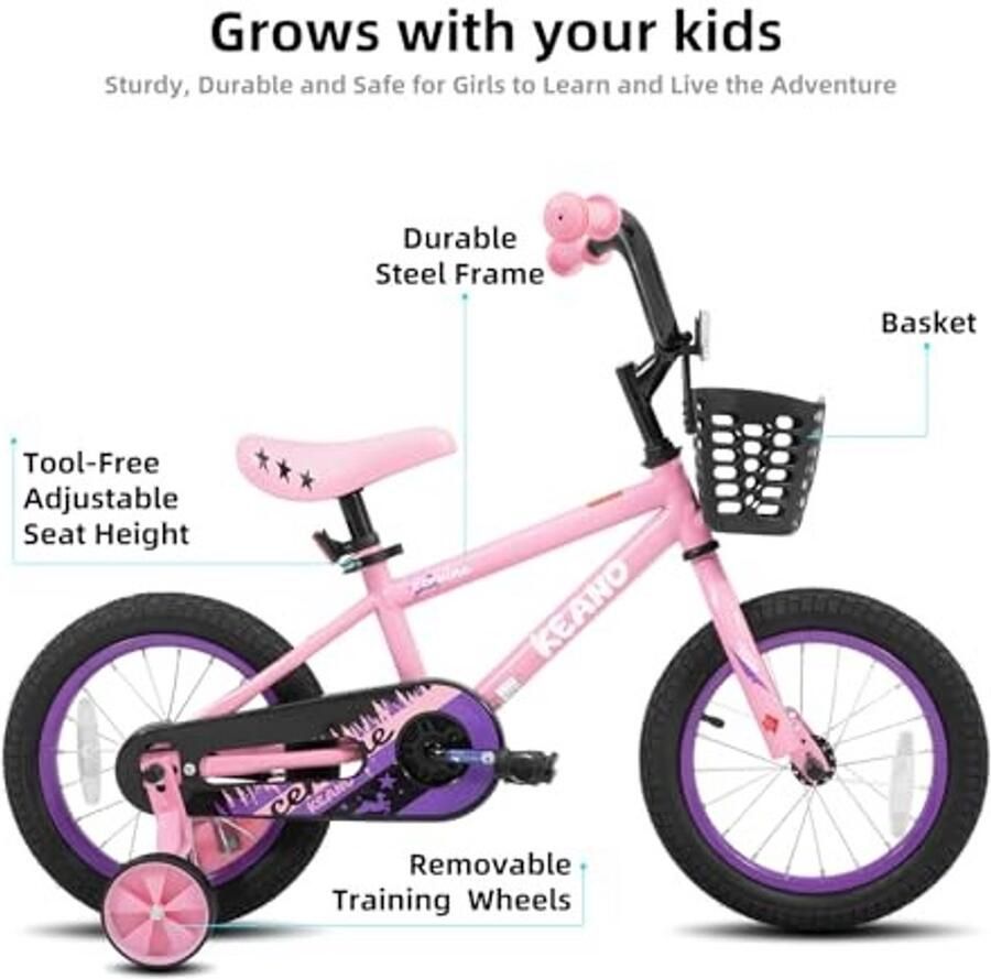 Kinderfiets 14 16 inch met steunwielen en d