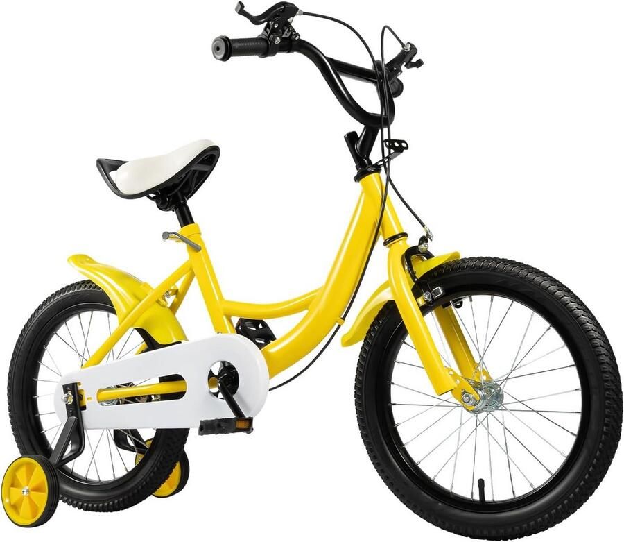 Kinderfiets 16 inch Geel Voor en 5-8 Jaar met Zijwieltjes