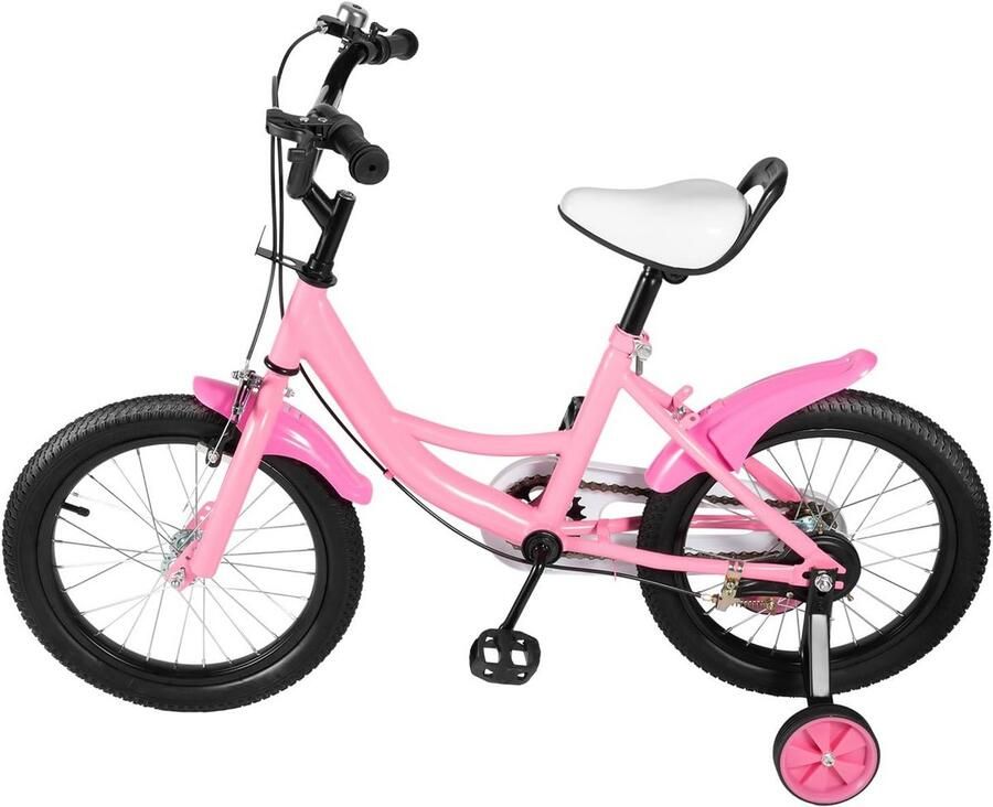Kinderfiets 16 inch fiets Leren fietsen Inclusief steunwielen Geschikt 5-8 jaar Roze