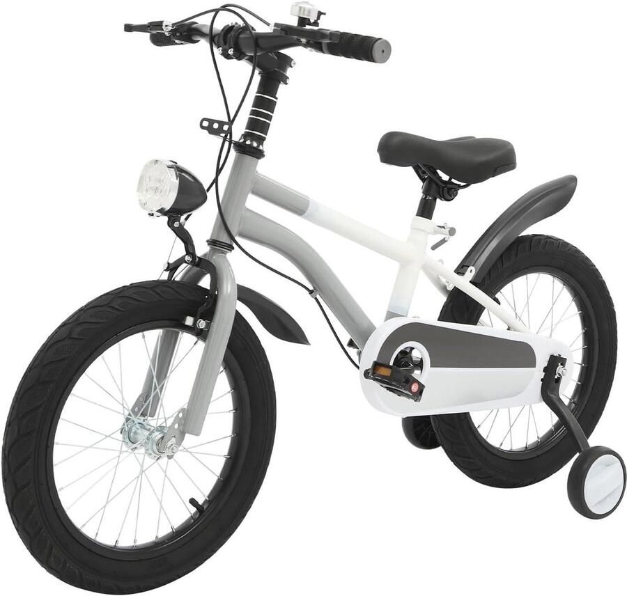 Kinderfiets 16 Inch sfiets Leren Fietsen Met Stabilisatoren LED 16 Inch Wiel Grijs