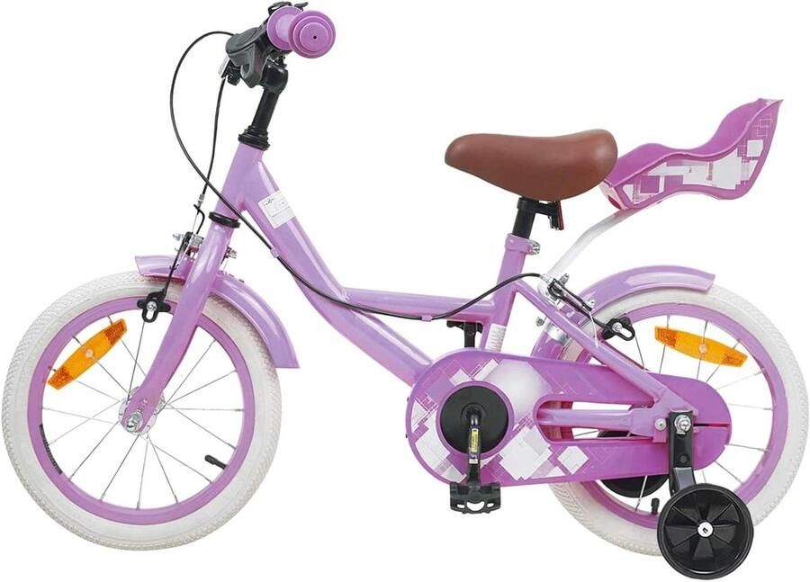 Kinderfiets Loopfiets Blije Fietsavonturen Stalen Frame 12 inch Paars