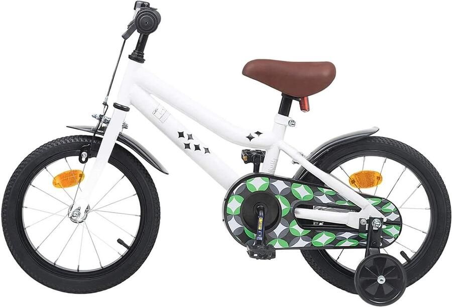Kinderfiets 16 Inch Klassieke Fiets Leren Fietsen Verstelbaar Stuur Zadel 16 inch Wit