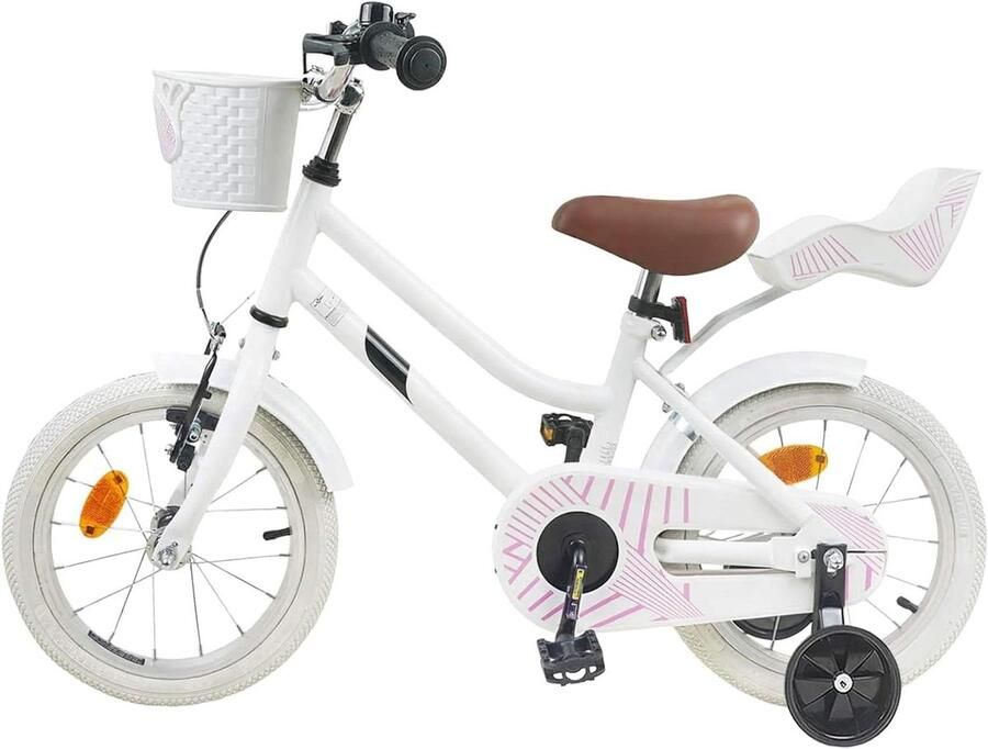 Kinderfiets 16 Inch Klassieke Fiets Veilig Fietsen Stalen Frame 4-6 jaar Wit