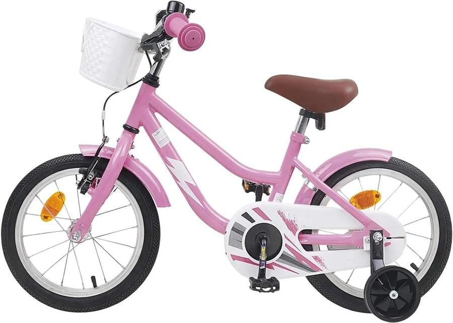 Kinderfiets Loopfiets Fietsje Buiten Spelen Verstelbaar Stuur en Zadel 14 Inch Lichtroze