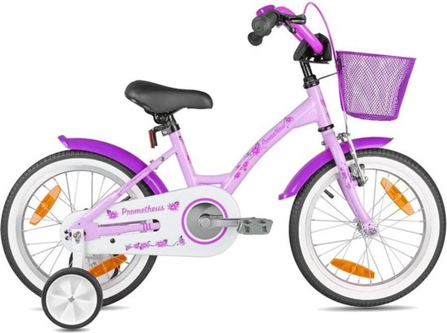 Kinderfiets 16 inch Meisjesfiets met steunwielen Terugtraprem Veiligheid V-Brake Robuuste constructie Perfect voor kinderen vanaf 5 jaar Fiets
