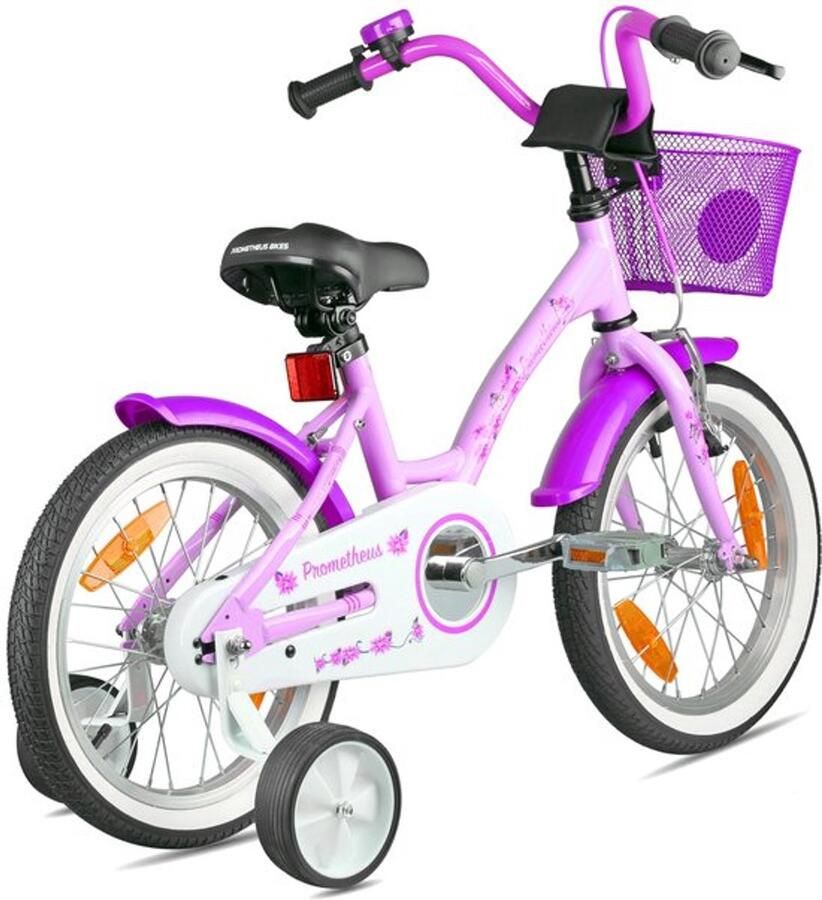 Kinderfiets 16 inch Meisjesfiets met steunwielen Terugtraprem Veiligheid V-Brake Robuuste constructie Perfect voor kinderen vanaf 5 jaar Fiets