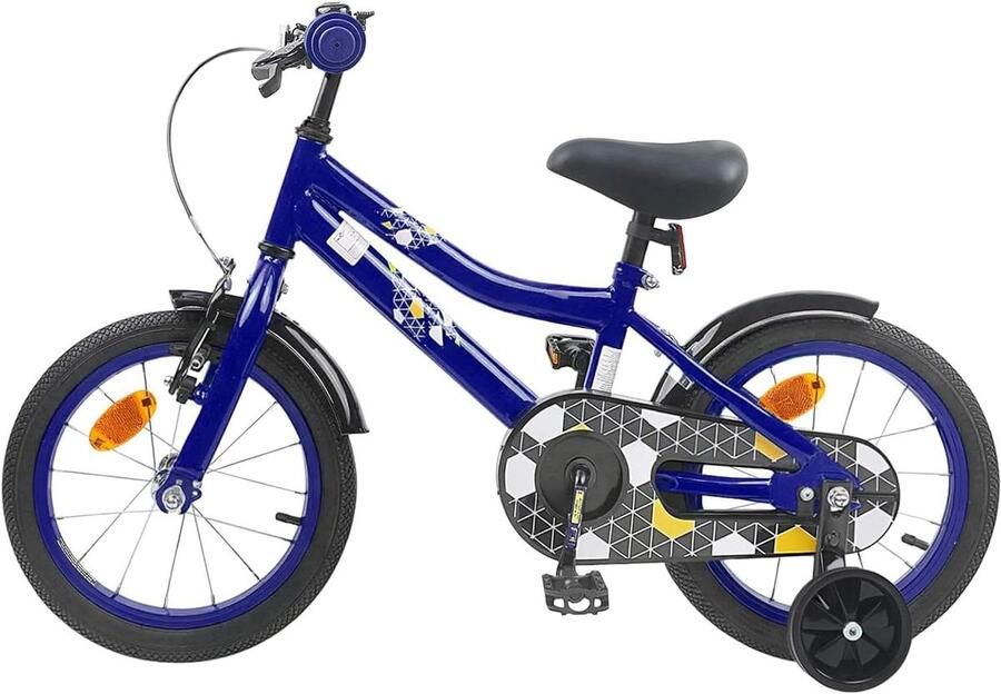 Kinderfiets 16 Inch Peuterfiets Klassieke Fiets Avontuurlijke Rit Verstelbaar Stuur Zadel 105-120 cm Hoogte Donkerblauw