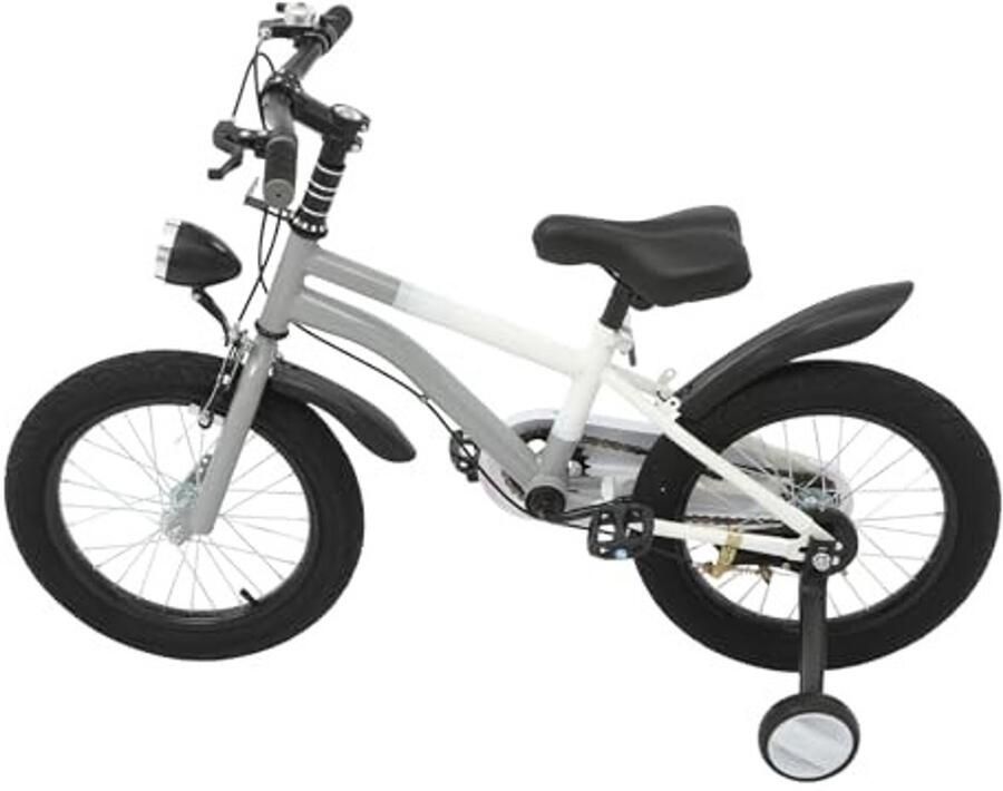 Kinderfiets 16 Inch Verstelbaar met LED verlichting Grijs