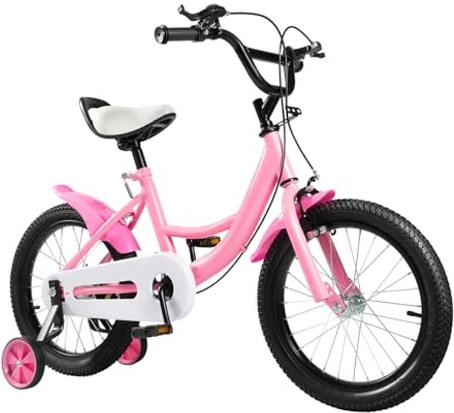 Kinderfiets 16 inch voor en verstelbaar met steunwielen geschikt voor 4-8 jaar