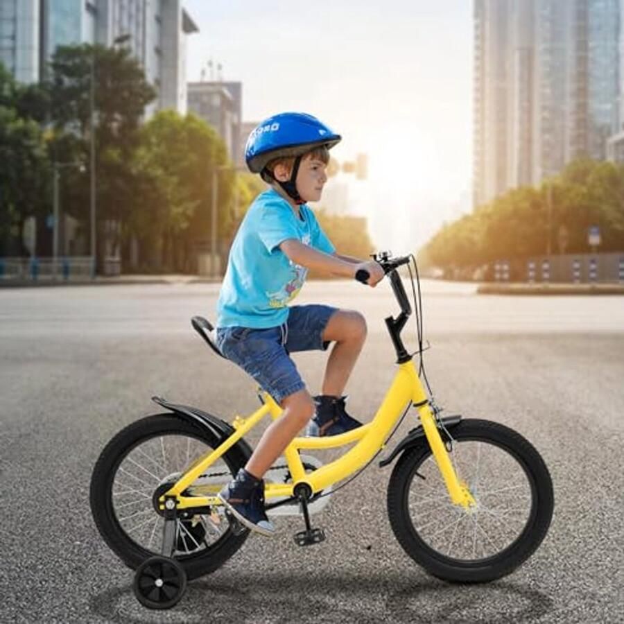 Kinderfiets 16 inch voor en verstelbaar met steunwielen ideaal voor kinderen van 4-8 jaar