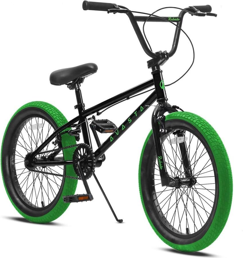 Kinderfiets Freestyle BMX Fiets Beginners Leren Duurzaam Stalen Frame 18 Inch Zwart Groen