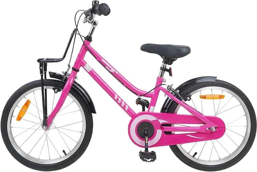 Kinderfiets 18 Inch sfiets sfiets Buiten Spelen Stalen Frame 115-125 cm Hoogte Roze Zwart