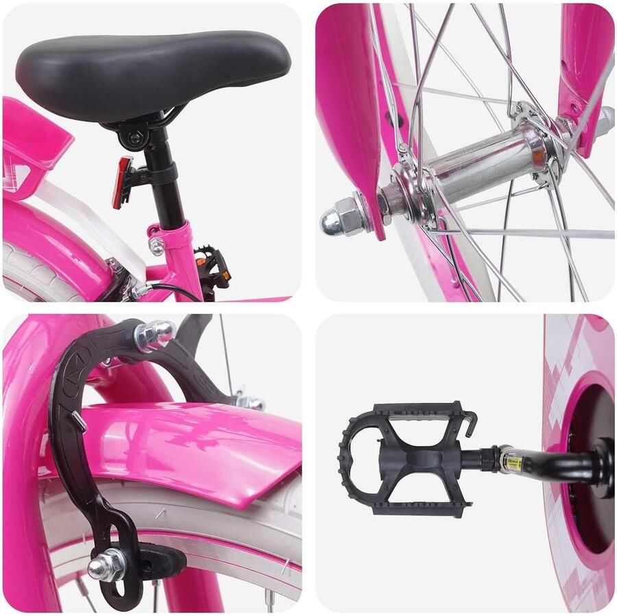 Kinderfiets 18 Inch sfiets sfiets Buiten Spelen Verstelbaar Stuur Zadel 18 inch Roze