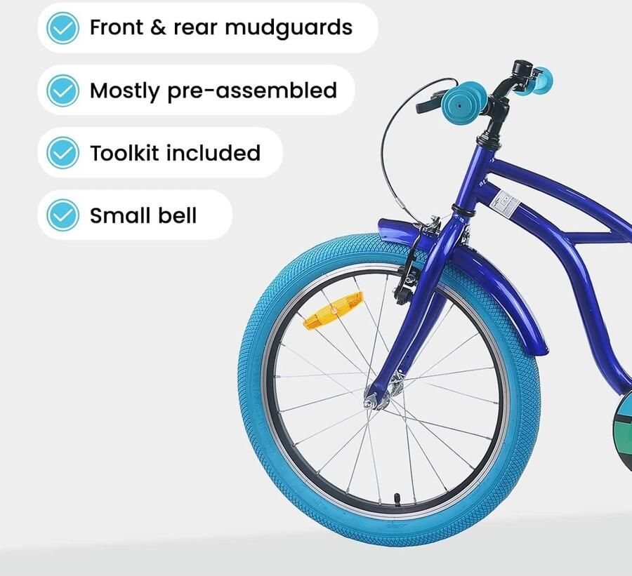 Kinderfiets 18 Inch Jongensfiets Peuterfiets Buiten Spelen Klassiek Design 123 x 51 x 78 cm Donkerblauw